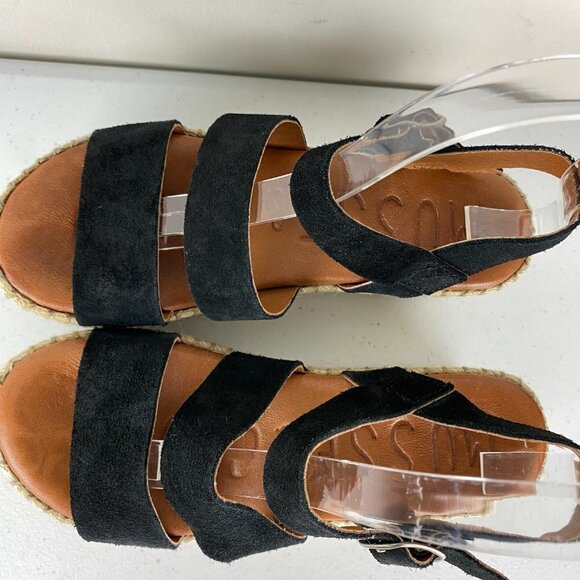 Musse & Cloud Espadrille Sandals Platform Womens 37 or US 6 Black Suede - Picture 2 of 10